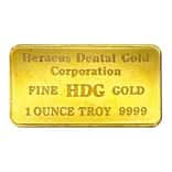 1 oz Heraeus Dental Corporation Gold Bar .9999 Fine