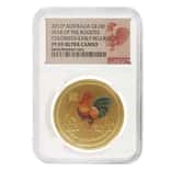 2017 1 oz Colorized Proof Gold Lunar Year of The Rooster Australia NGC PF 69 ER UCAM