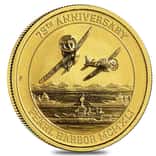 2016 1/10 oz Gold Tuvalu Pearl Harbor Perth Mint .9999 $15 Coin BU