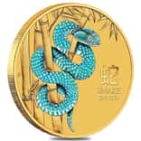 2025 1/10 oz Colorized Gold Lunar Snake BU Perth Mint