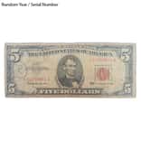 $5 Bill Legal Tender Currency Star Note Red Seal Cull (Random Year)