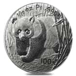 2002 1/10 oz Platinum Chinese Panda 100 Yuan 20th Anniv Commemorative (Scruffy)
