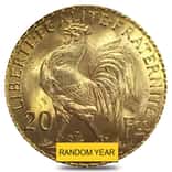 20 Francs French Rooster Gold Coin BU AGW .1867 oz (Random Year)