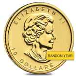 1/4 oz Canadian Gold Maple Leaf $10 Coin Scruffy (Random Year)