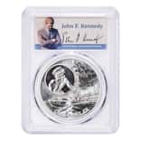 2017 1 oz Silver JFK Solomon Islands PCGS MS 70 First Strike (JFK Signature Label)
