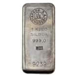 1 Kilo Argor S.A. Chiasso Silver Cast Bar .999 Fine