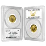 2016 1/10 oz Mercury Dime Centennial Gold Coin PCGS SP 69 FS 100th Ann