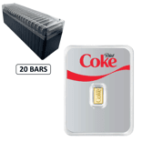 Box of 20 - 1 Gram PAMP Suisse Diet Coke® Gold Bar .9999 Fine (in TEP)
