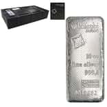 Box of 50 - 10 oz Valcambi Suisse Textured Cast Silver Bar .999 Fine (w/Assay)