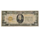 1928 $20 Gold Certificate Currency Note Woods Mellon Cull
