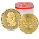 Roll of 10 - 2025 1 oz Canadian Gold Maple Leaf $50 Coin BU