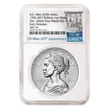 2017 D 1 oz American Liberty Uncirculated Silver Medal NGC MS 70 ER - 225th Anniversary