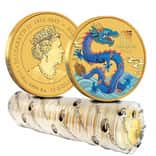 Lot of 20 - 2024 1/10 oz Colorized Gold Lunar Blue Dragon BU Perth Mint