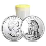 Roll of 25 - 2011 1 oz Silver Canadian Wolf - Wildlife Series BU
