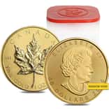 Roll of 10 - 1 oz Canadian Gold Maple Leaf $50 Coin (Random Year)