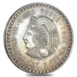 1947-1948 Mexico 5 Pesos Cuauhtemoc Silver Coin ASW .8681 oz AU