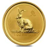 1999 1 oz Gold Lunar Year of The Rabbit BU Australia Perth Mint (Series I)