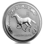 2002 1 Kilo Silver Lunar Year of The Horse BU Australian Perth Mint In Cap