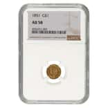 1851 $1 Liberty Head Gold Coin NGC AU 58