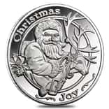 1 oz Santa & His Reindeer Silver Christmas Round .999 Silver