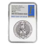 2019 Great Britain 2 oz Silver Queen's Beasts (Yale) Coin NGC MS 70 FDOI