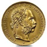 Austria 8 Florins/20 Francs Gold Coin Avg Circ AGW .1867 oz (Random Year 1870-1891)