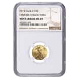 2015 1/10 oz $5 Gold American Eagle NGC MS 69 Mint Error (Obv Struck Thru)