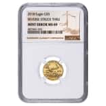 2018 1/10 oz $5 Gold American Eagle NGC MS 69 Mint Error (Rev Struck Thru)