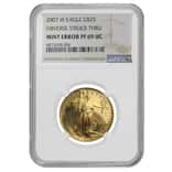 2007 W 1/2 oz $25 Proof Gold American Eagle NGC PF 69 UCAM Mint Error (Obv Struck Thru)