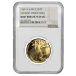 1995 W 1/2 oz $25 Proof Gold American Eagle NGC PF 69 UCAM Mint Error (Obv Struck Thru)