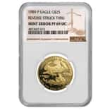 1989 P 1/2 oz $25 Proof Gold American Eagle NGC PF 69 UCAM Mint Error (Rev Struck Thru)