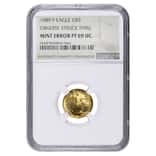 1989 P 1/10 oz $5 Proof Gold American Eagle NGC PF 69 UCAM Mint Error (Obv Struck Thru)