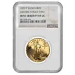1993 P 1/2 oz $25 Proof Gold American Eagle NGC PF 69 UCAM Mint Error (Obv Struck Thru)