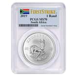 2019 South Africa 1 oz Silver Krugerrand PCGS MS 70 First Strike