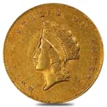 $1 Gold Indian Princess Head Type 2 - Extra Fine XF (Random Year, 1854-1856)