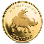 1985 1/4 oz Singapore 25 Singold Year of the Ox Proof Gold Coin (Sealed)