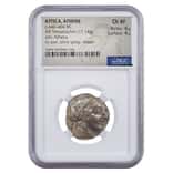 440 - 404 BC Attica Athens Silver Athena Owl Tetradrachm Coin NGC Ch XF 4/5; 4/5