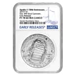 2019 P Apollo 11 50th Anniversary Proof Silver Dollar Comm. NGC PF 70 ER