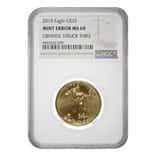 2019 1/2 oz $25 Gold American Eagle NGC MS 69 Mint Error (Obv Struck Thru)