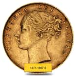 1871-1887 S Australia Gold Sovereign Victoria Young Head Shield (Avg Circ)