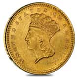 $1 Gold Indian Princess Head Type 3 - Almost Uncirculated AU (Random Year, 1856-1889)