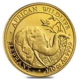 1/10 oz Somalia African Elephant Gold Coin BU/Proof (Random Year)  