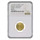 AH 1204 (1819) British India Bengal Presidency 1/4 Mohur Gold Coin NGC MS 65