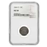 1860-O Seated Liberty Dime Silver 10C NGC AU 58