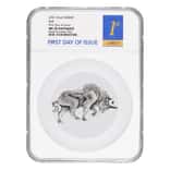2021 Chad 1 oz Silver Bull Shaped Coin NGC MS 70 FDOI Antiqued High Relief