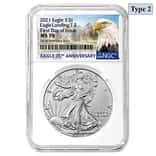 2021 1 oz Silver American Eagle Type 2 NGC MS 70 FDOI (Eagle Label)