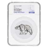 2021 Chad 1 oz Silver Bear Shaped Coin NGC MS 69 ER Antiqued High Relief
