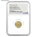 2021 1/10 oz Gold American Eagle NGC MS 69 Mint Error (Obv Struck Thru)
