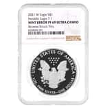 2021-W 1 oz Proof Silver American Eagle NGC PF 69 Mint Error (Rev Struck Thru)
