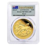 2014 1 oz Proof Gold Lunar Year of The Horse Australia Perth Mint PCGS PF 70 FS